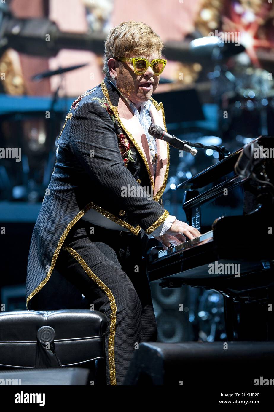 Elton John in concert on his 2019 Farewell Yellow Brick Road Tour at