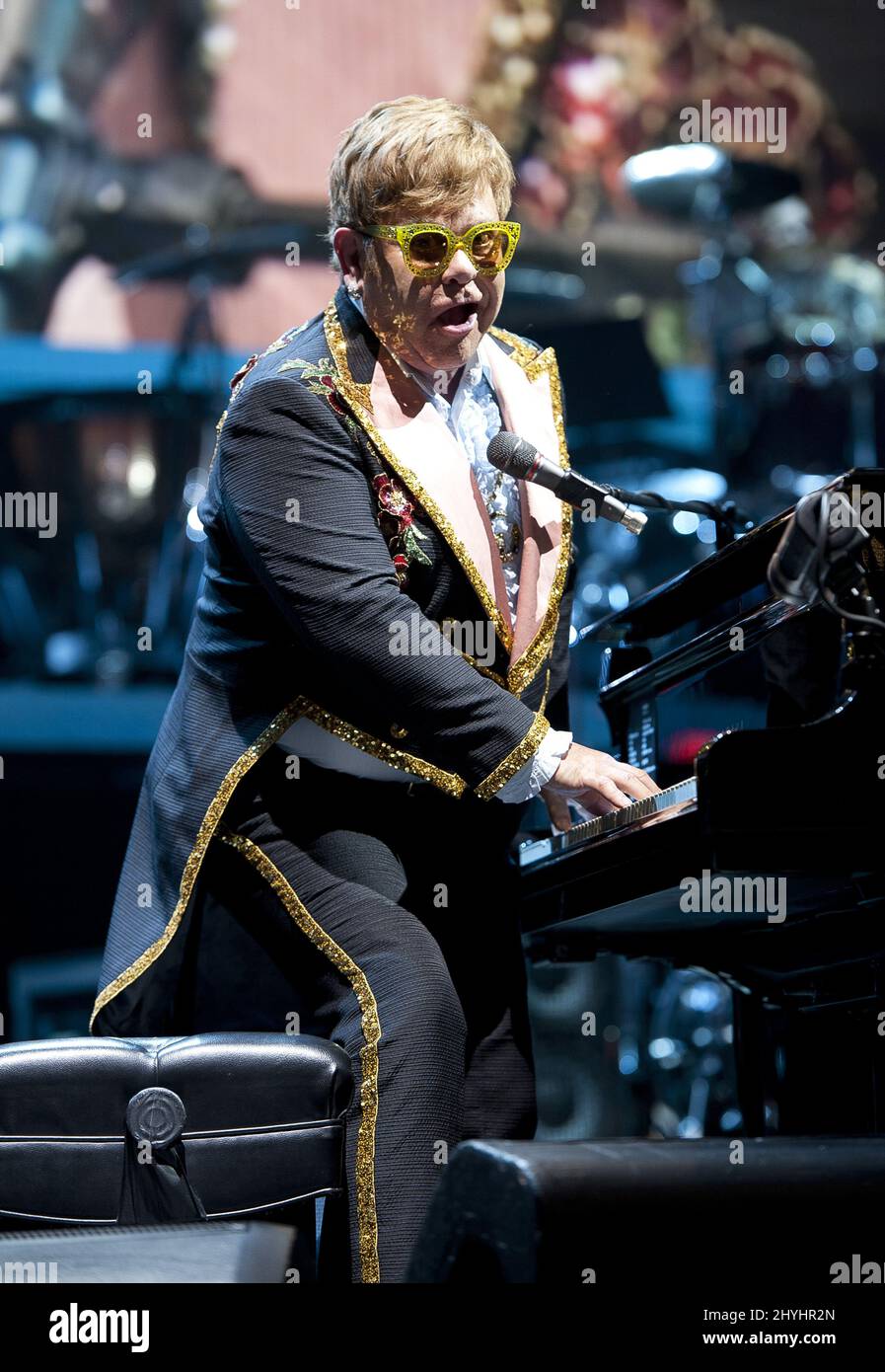 Elton John in concert on his 2019 Farewell Yellow Brick Road Tour at