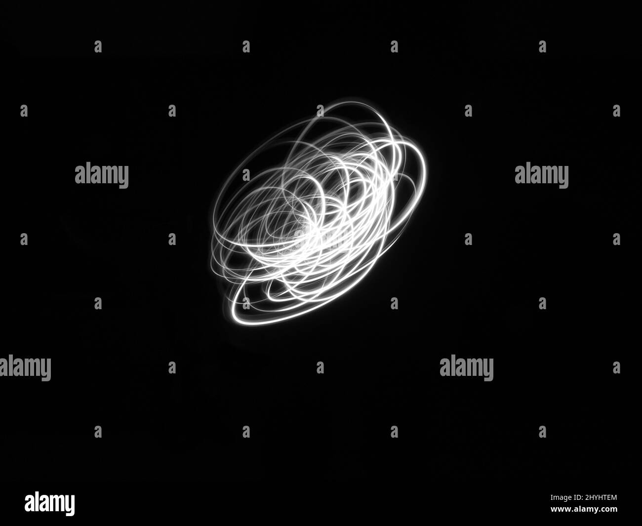 Abstract light dot background. Light painting fine art photo of a circle made with a white