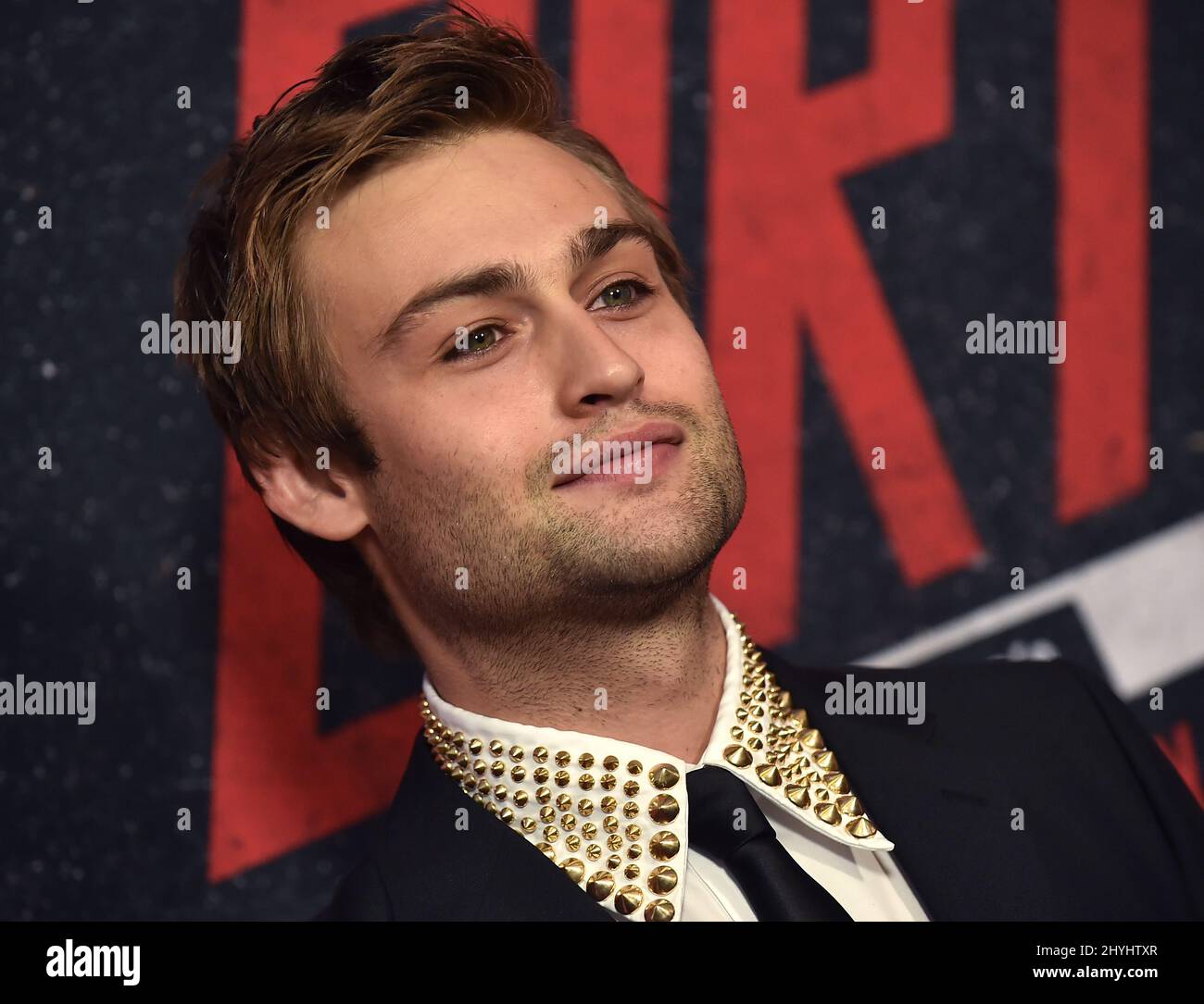 Douglas Booth at Netflix's 'The Dirt' world premiere held at the Arclight Hollywood Cinerama Dome on March 18, 2019 in Hollywood, CA. Stock Photo