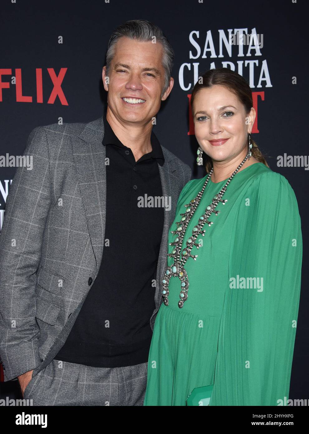 Timothy Olyphant and Drew Barrymore attending the premiere of Netflix's ...
