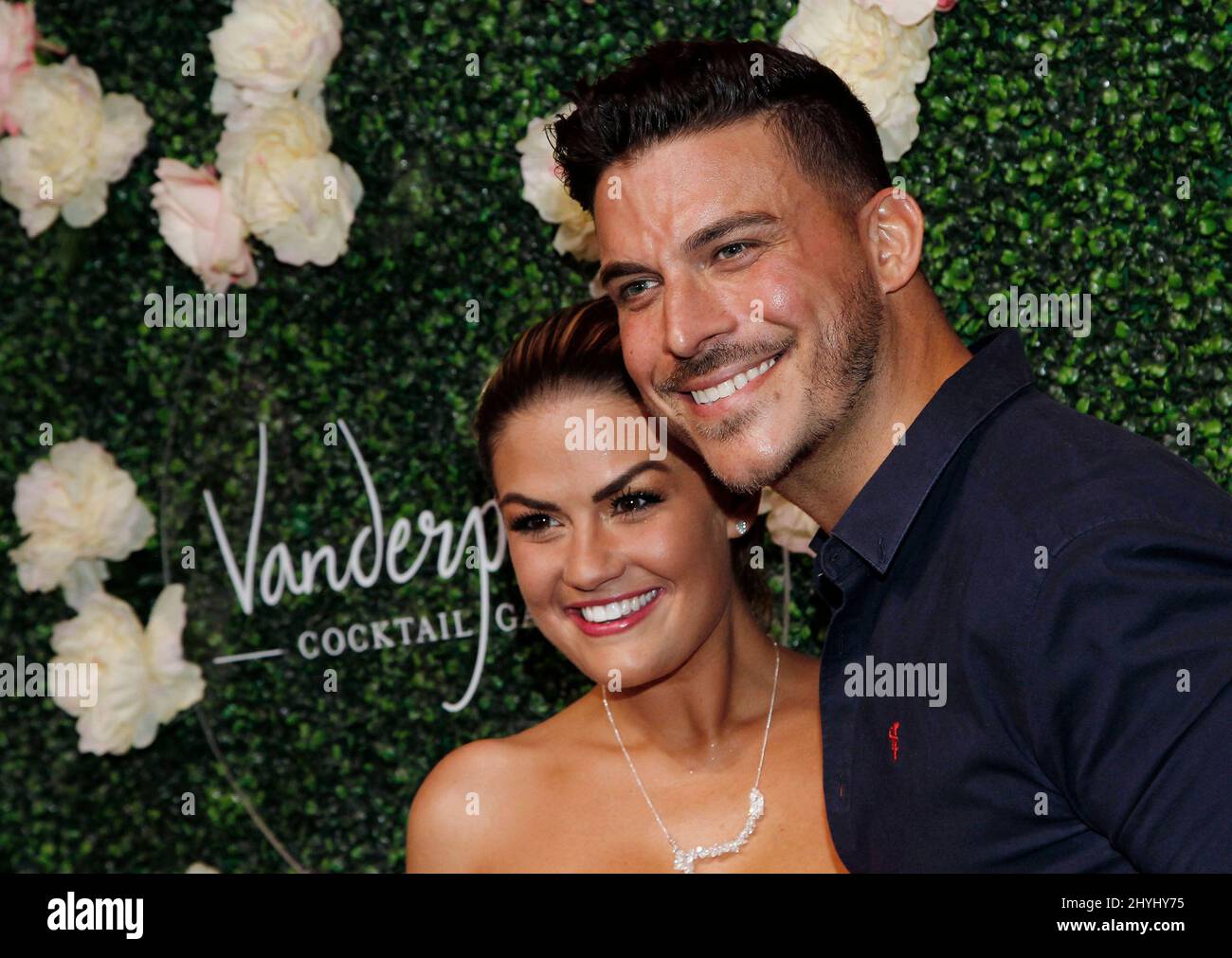 Brittany Cartwright, Jax Taylor arrives at the Vanderpump Cocktail Garden grand opening at Caesars Palace Las Vegas Hotel & Casino on March 30, 2019 in Las Vegas, NV. Stock Photo