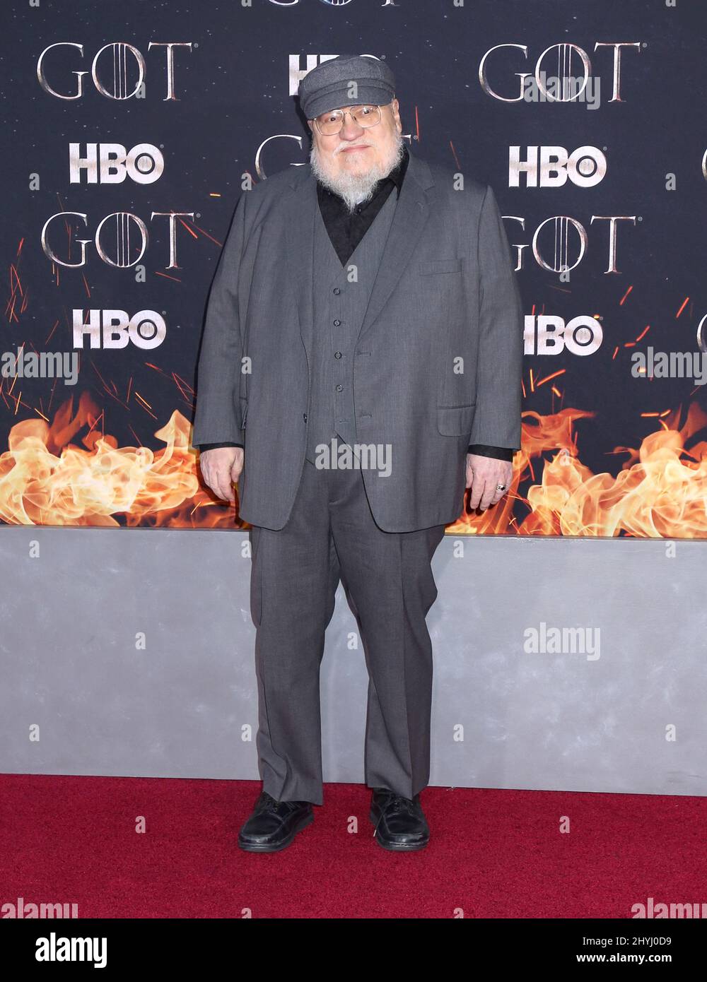 George R. R. Martin attending the 'Game of Thrones' Final Season World Premiere held at Radio City Music Hall on April 3, 2019 in New York City. Stock Photo