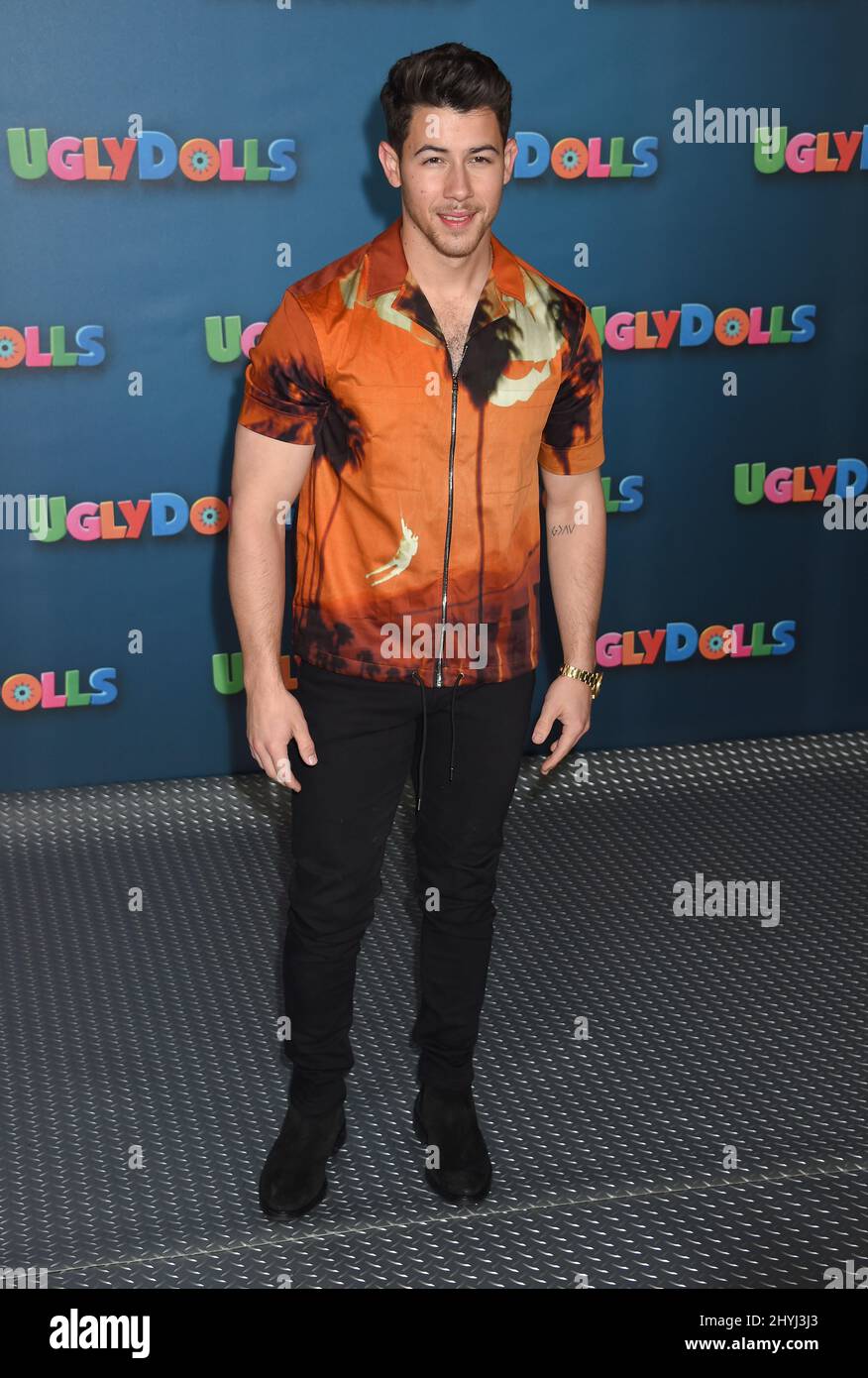 Nick Jonas attending the Ugly Dolls Photo Call in Los Angeles Stock Photo
