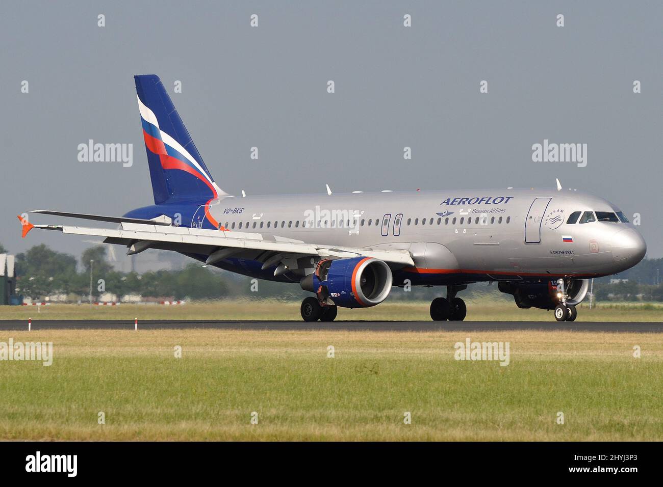 AEROFLOT AIRBUS A320 HAS BERMUDAN REGISTRATION CANCELLED DUE TO RUSSIAN INVASION OF UKRAINE IN 2022. Stock Photo