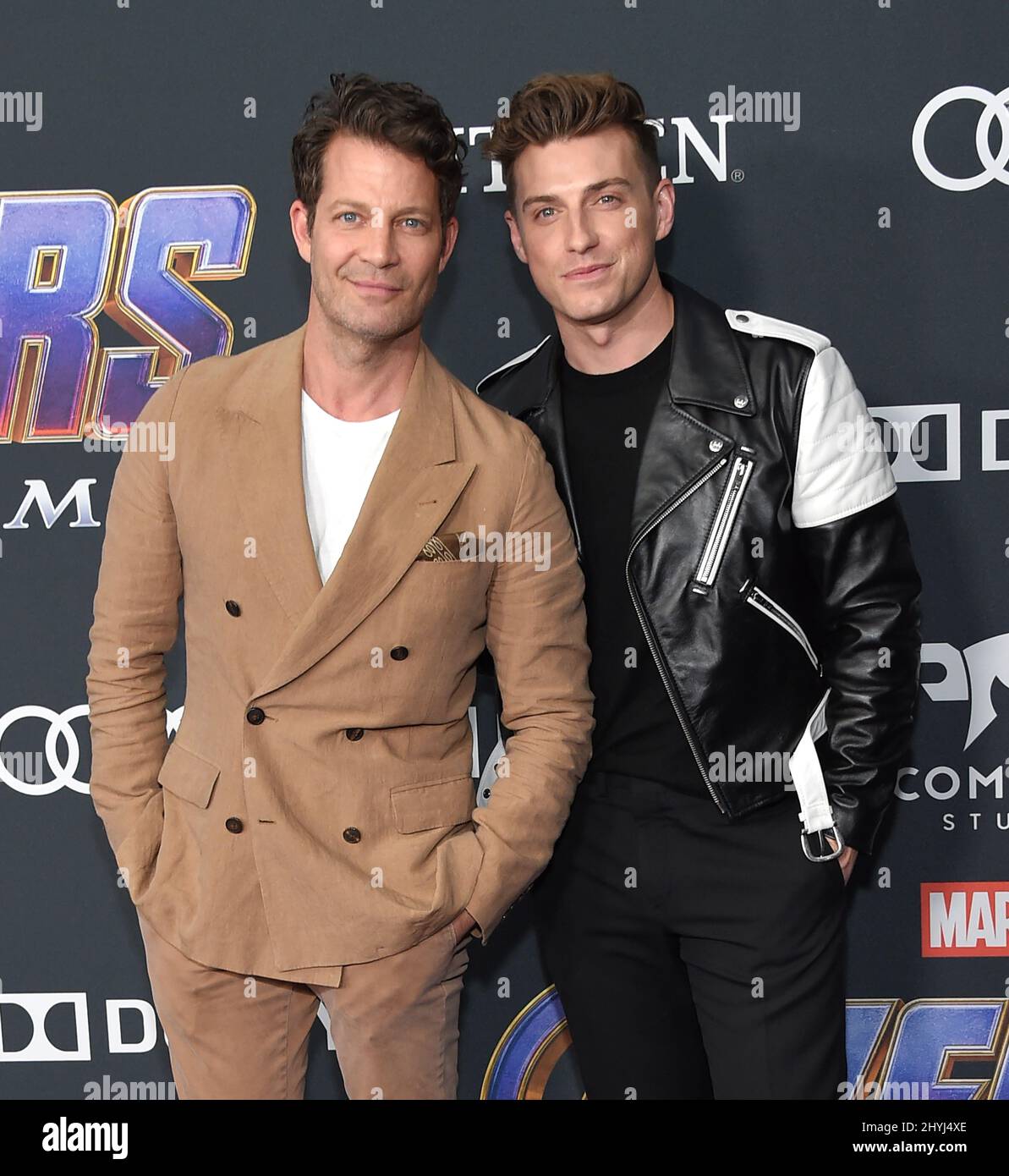 Nate Berkus and Jeremiah Brent attending the world premiere of Avengers: Endgame held at the LA Convention Centre on April 22, 2019 in Los Angeles, California Stock Photo