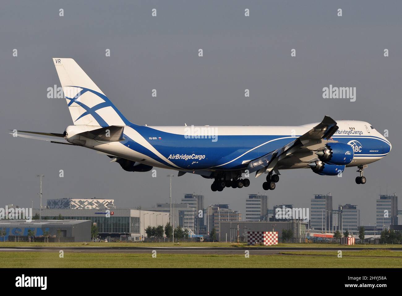 SANCTIONS - FOLLOWING RUSSIAN INVASION OF UKRAINE AIR BRIDGE CARGO FORCED TO MOVE AIRCRAFT FROM BERMUDA TO RUSSIAN REGISTER. BOEING 747-8F VQ-BVR. Stock Photo