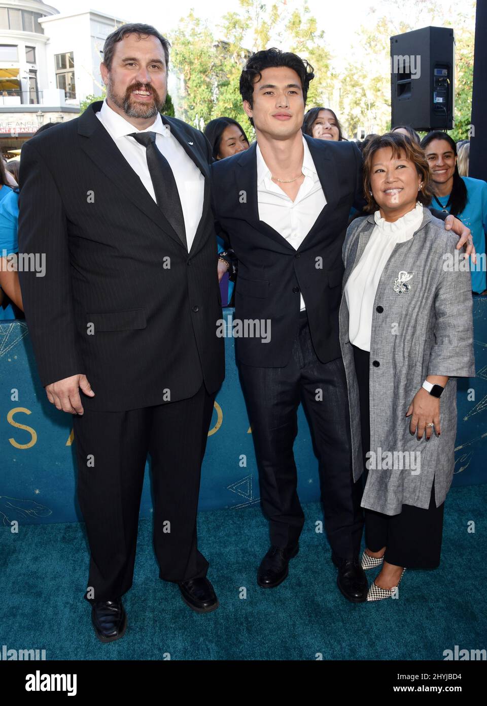 Philip Melton, Charles Melton and Sukyong Melton attending The Sun Is ...
