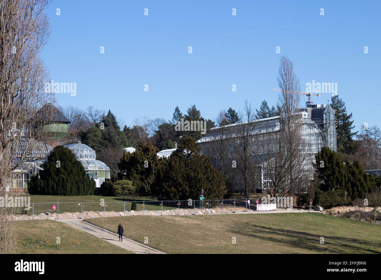 Green houses in the Berlin Botanic Garden, Berlin Germany Stock Photo