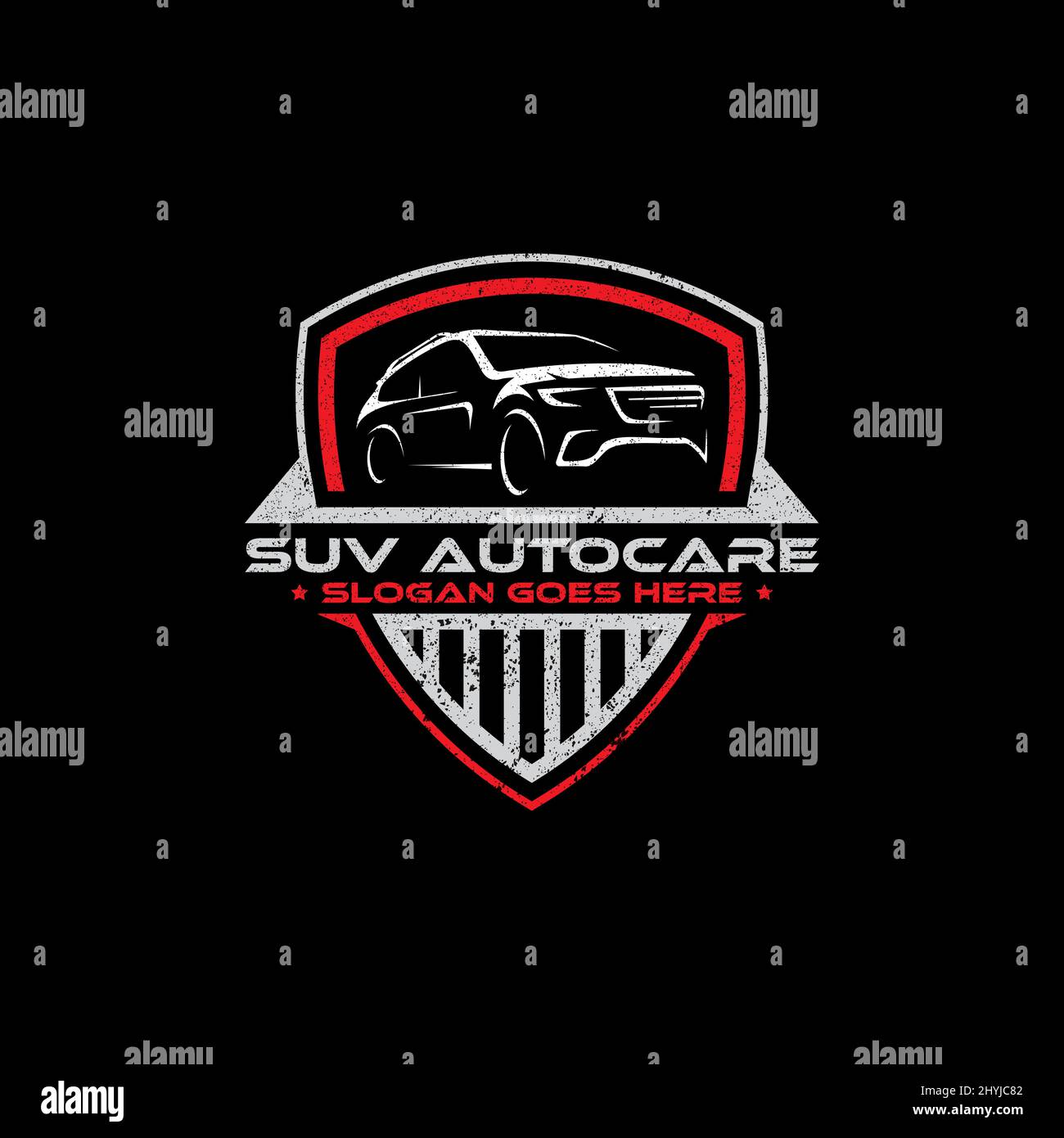 SUV car Auto care logo shield designs, vintage retro logo for automotive or car modification template Stock Vector