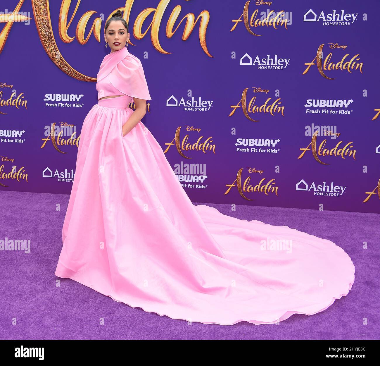 Naomi Scott arriving to the 'Aladdin' World Premiere at El Capitan Theatre on May 21, 2019 in Hollywood, CA. Stock Photo