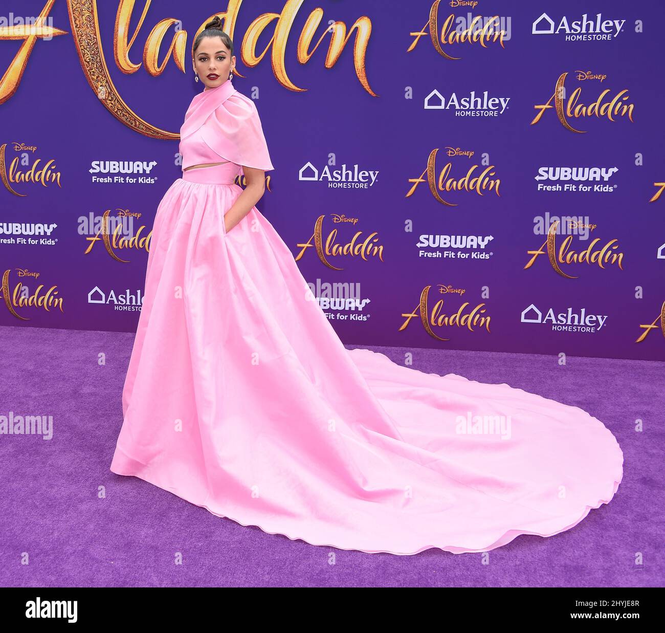 Naomi Scott arriving to the 'Aladdin' World Premiere at El Capitan Theatre on May 21, 2019 in Hollywood, CA. Stock Photo