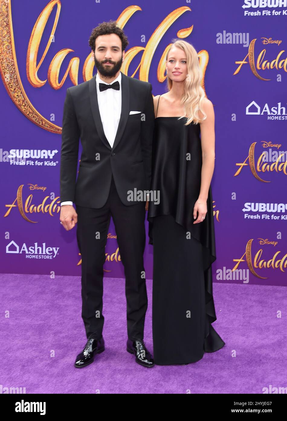 Marwan Kenzari and Nora Ponse arriving to the Aladdin World