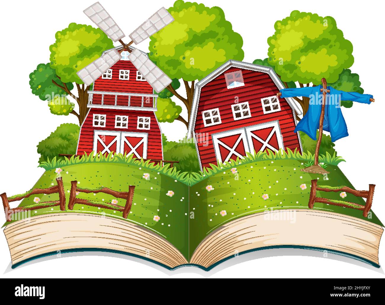 Book with scene of farmland illustration Stock Vector Image & Art - Alamy
