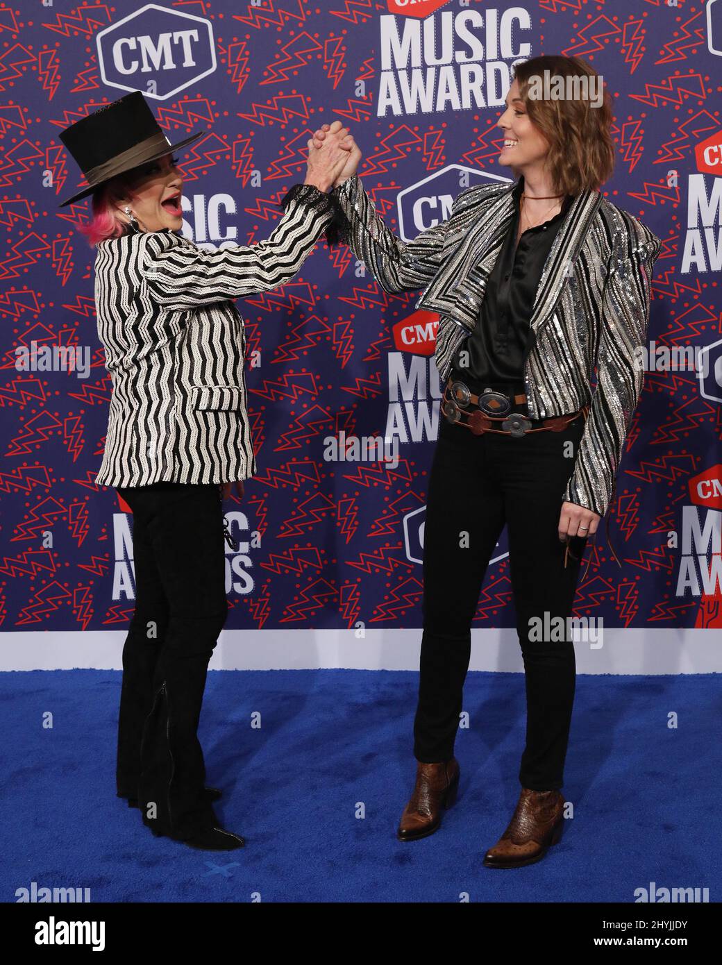 Tanya Tucker and Belinda Carlisle at the 2019 CMT Music Awards hosted by Little Big Town and held at the Bridgestone Arena on June 5, 2019, in Nashville, USA. Stock Photo