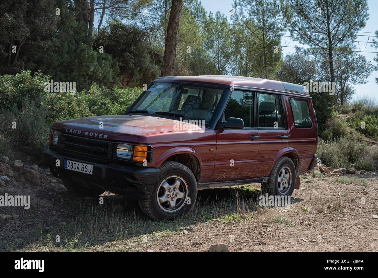 Picture of First generation Land Rover Discovery dirty with mud Stock Photo