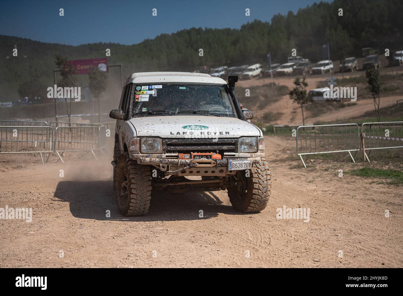 Picture of a First generation Land Rover Discovery dirty with mud Stock Photo