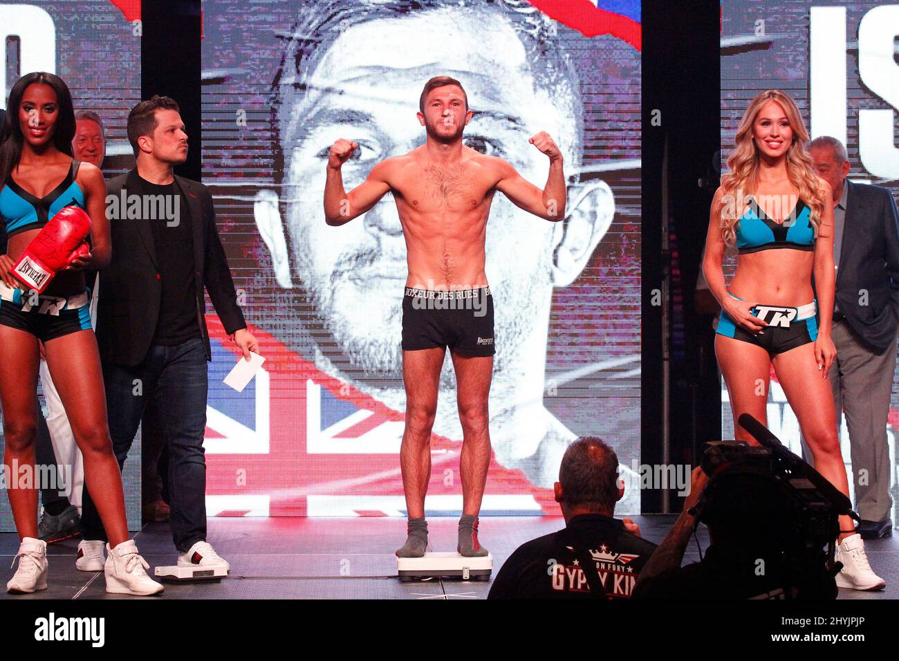 Isaac Lowe during Tyson Fury vs Tom Schwarz Heavyweight fight Weigh-In, MGM Grand Garden Arena, MGM Grand Hotel & Casino Stock Photo
