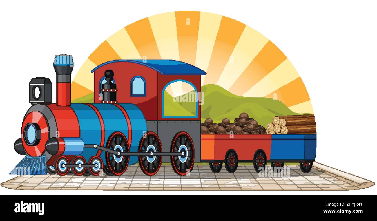 Train with natural scene illustration Stock Vector Image & Art - Alamy