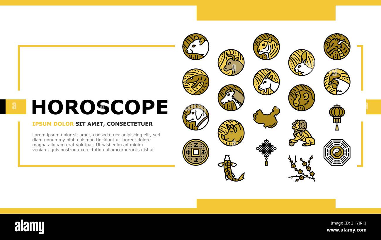 Chinese Horoscope And Accessory Landing Header Vector Stock Vector ...