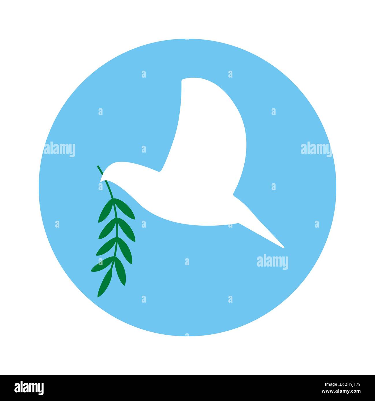 White dove in flight holding an Olive Branch. Vector Concept illustration Stock Vector