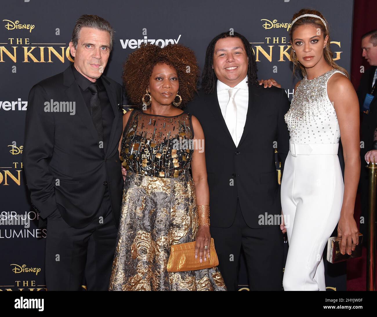 Roderick Spencer, Alfre Woodard, Duncan Spencer and Mavis Spencer at 'The Lion King' world premiere held at the Dolby Theatre on July 9, 2019 in Hollywood, CA. Stock Photo