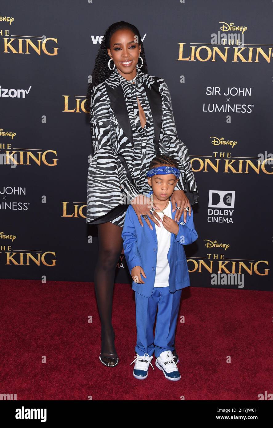 Kelly Rowland and Titan Jewell Weatherspoon at 'The Lion King' world premiere held at the Dolby Theatre on July 9, 2019 in Hollywood, CA. Stock Photo