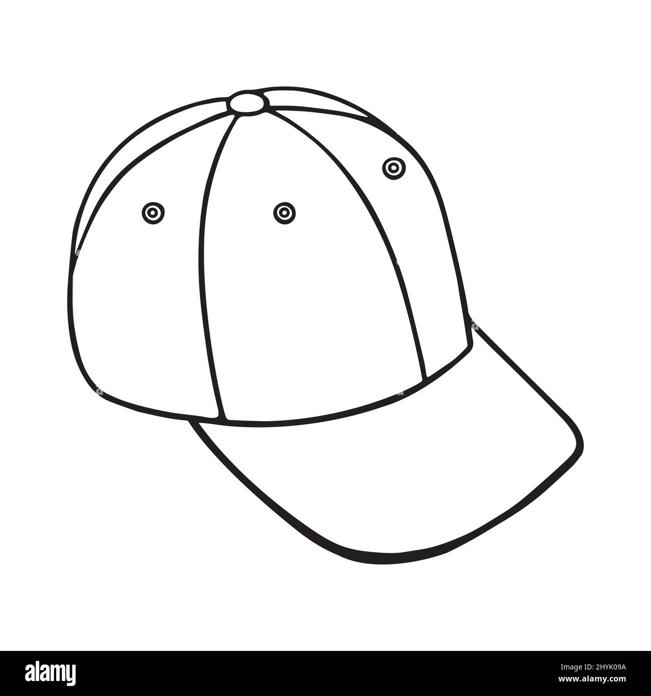 Vector hand drawn baseball hat outline doodle icon. Baseball cap sketch ...