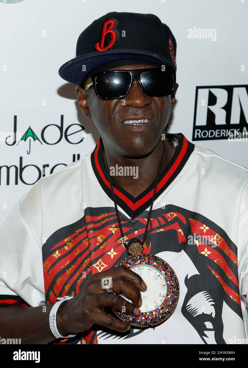 Flava Flav arrives at the WNBA AllStar Weekend 2019 Party held at the