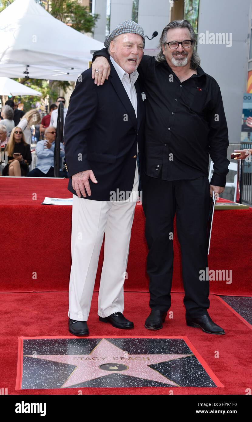 Stacy Keach and Robert Carradine at the Stacy Keach Hollywood Walk of Fame in Los Angeles Stock Photo