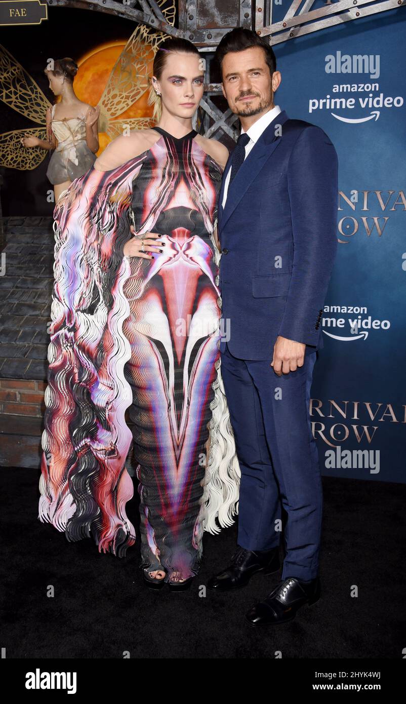 Cara Delevingne and Orlando Bloom at the 'Carnival Row' Los Angeles Premiere held at the TCL Chinese Theatre Stock Photo
