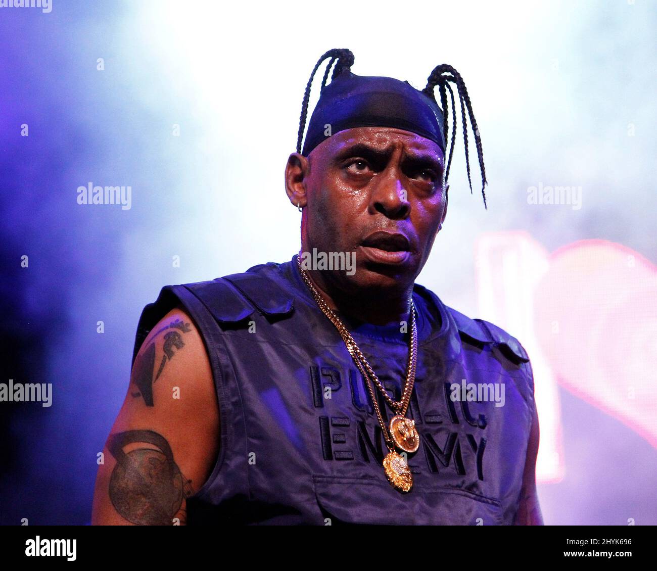 Coolio onstage at the I LOVE THE 90'S concert at the Fremont Street Experience Labor Day Weekend Concerts held on the Third Street Stage on September 1, 2019 in Las Vegas. Stock Photo