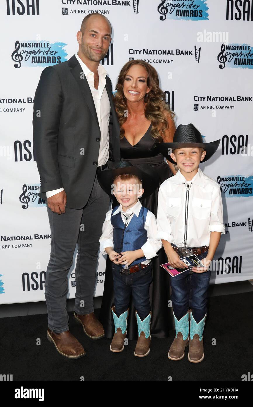 Tayla Lynn and Jon Finger and sons Tru and Scout at the 2nd Annual Nashville Songwriter's Award presented by the Nashville Songwriter's Association International (NSAI) and held at the Ryman Auditorium on September 17, 2019 in Nashville. Stock Photo