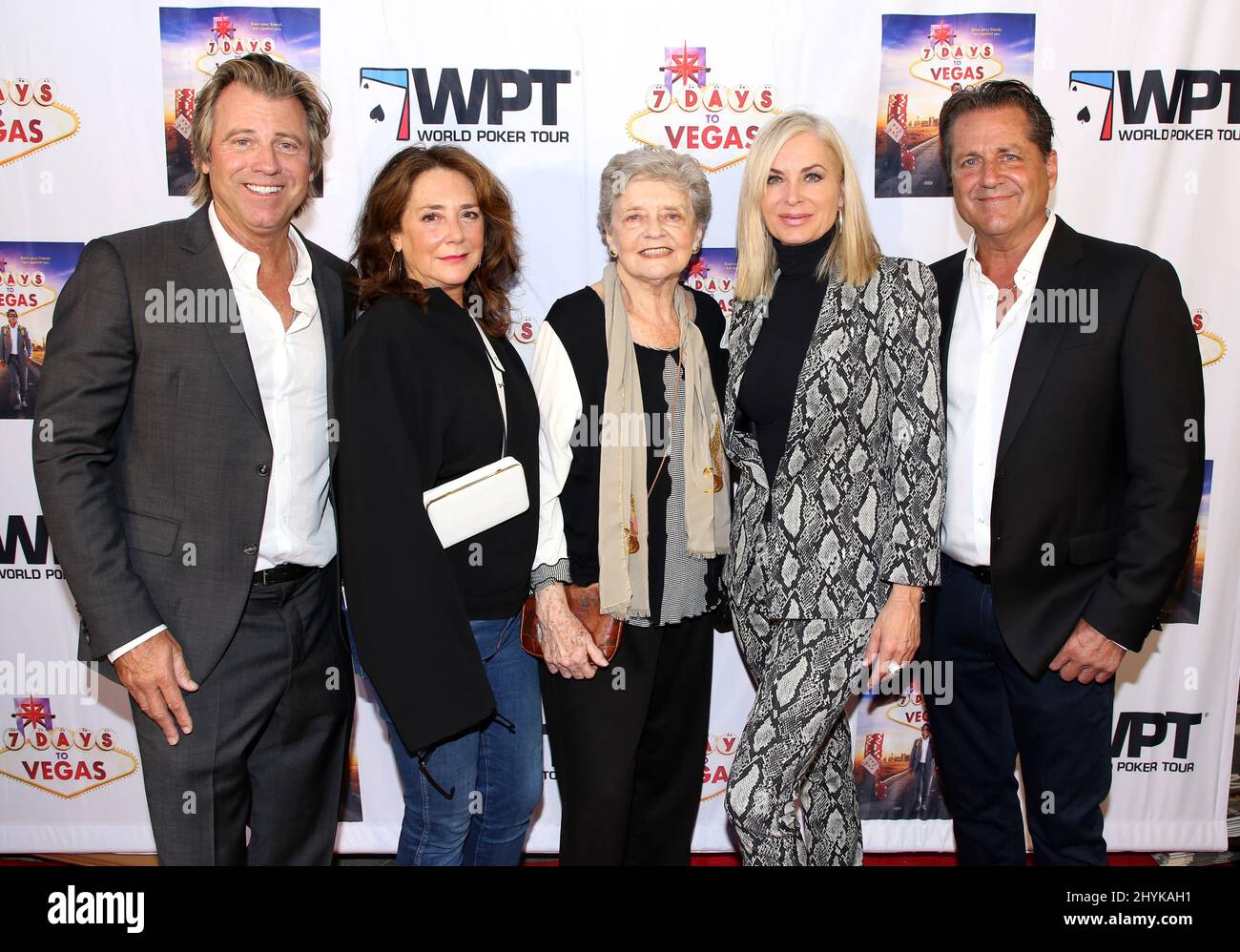 Talia Balsam, Vince Van Patten, Joyce Van Patten, Eileen Davidson & Jimmy Van Patten attending the '7 Days To Vegas' New York Premiere held at Cinema Village Stock Photo