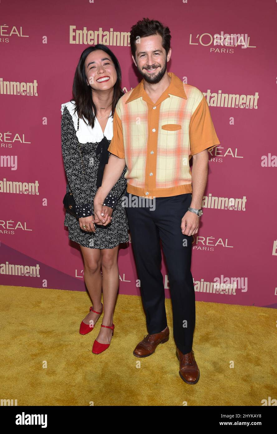 Maya Erskine and Michael Angarano arriving to the Entertainment Weekly Pre-Emmy Party at Sunset Tower Hotel Stock Photo