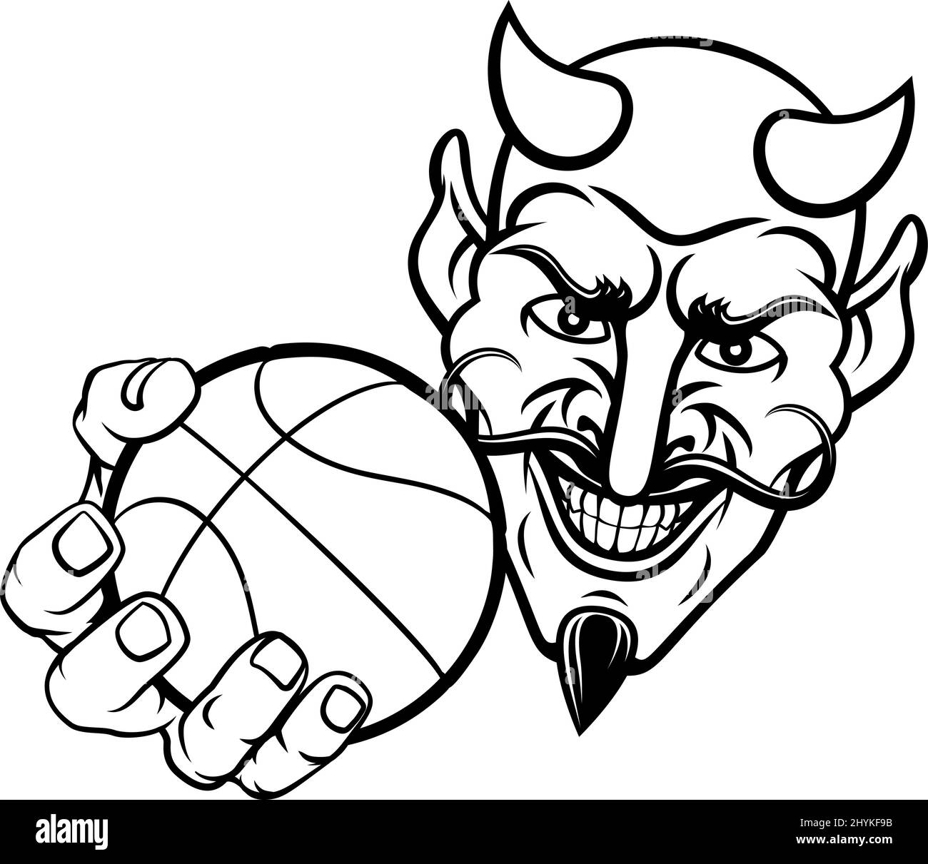 Devil Satan Basketball Sports Mascot Cartoon Stock Vector