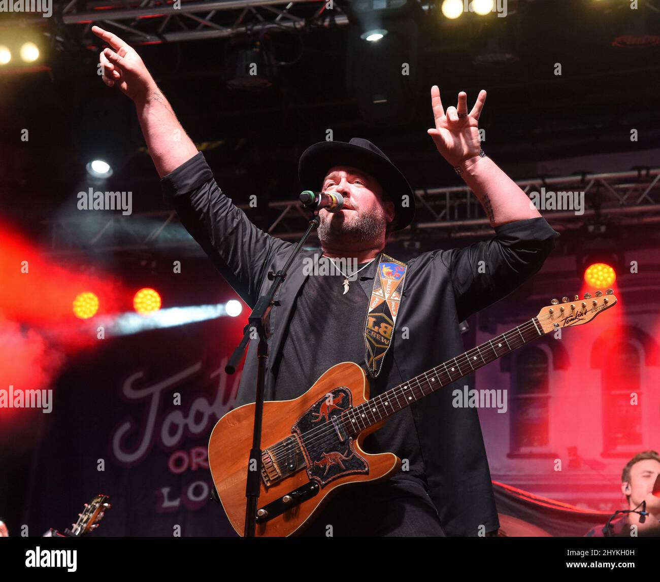 Lee Brice onstage at Tootsie's Orchid Lounge 59th Annual Birthday Bash held on Broadway on October 9, 2019 in Nashville. Stock Photo
