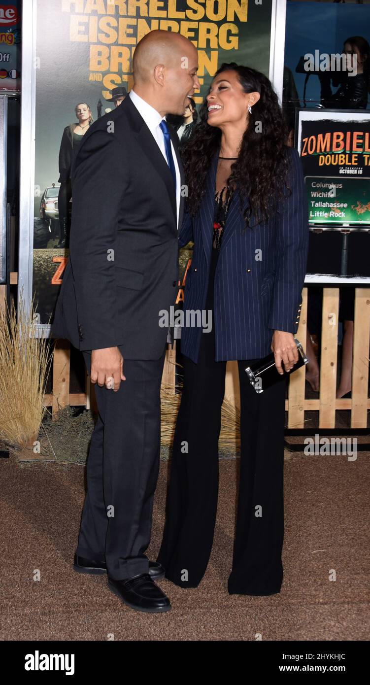 Cory Booker and Rosario Dawson at the "Zombieland Double Tap" World