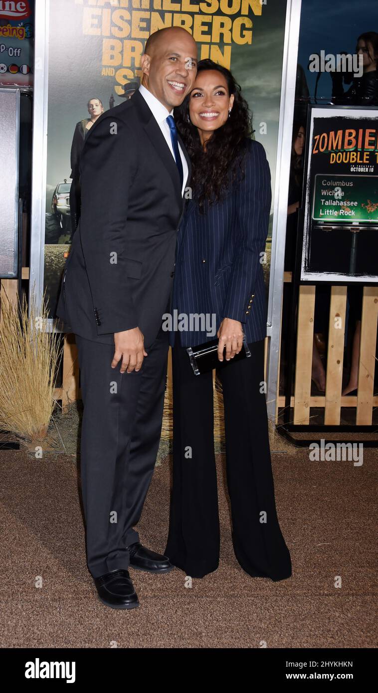 Cory Booker and Rosario Dawson at the "Zombieland Double Tap" World