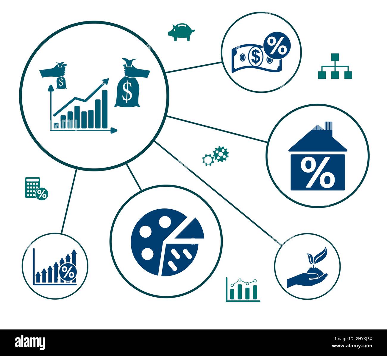 Concept of roi with connected icons Stock Photo - Alamy