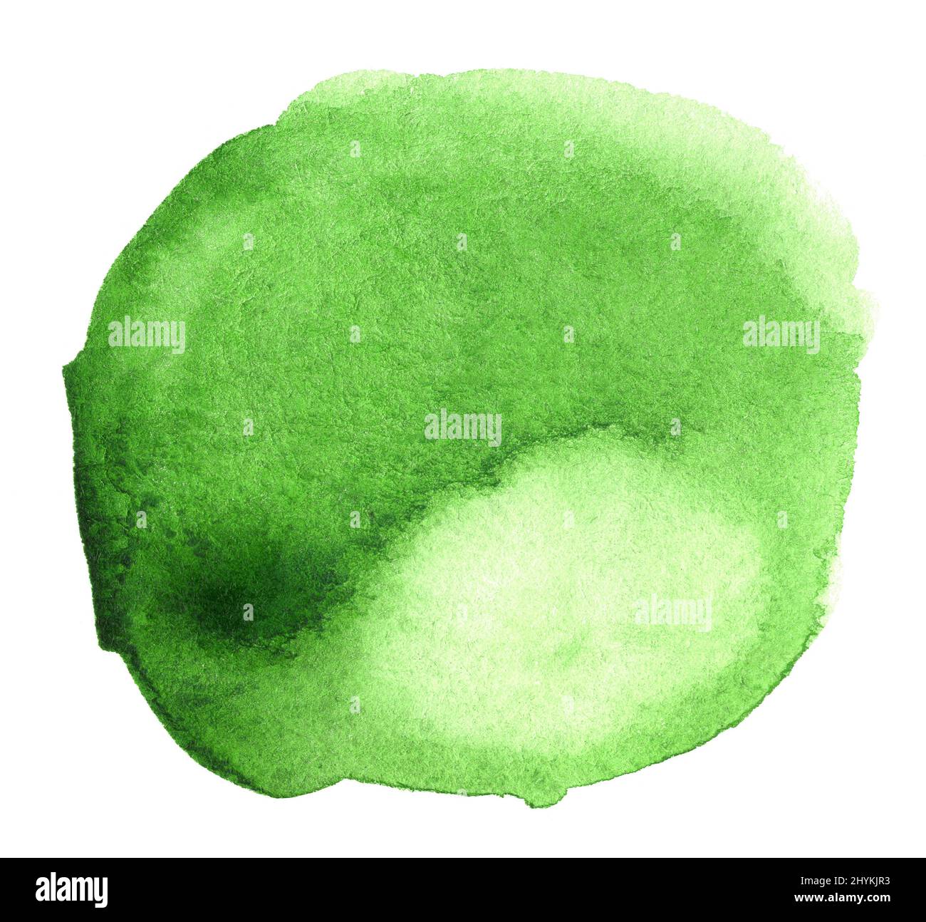 Abstract green watercolor shape. Watercolor hand drawn stain isolated ...