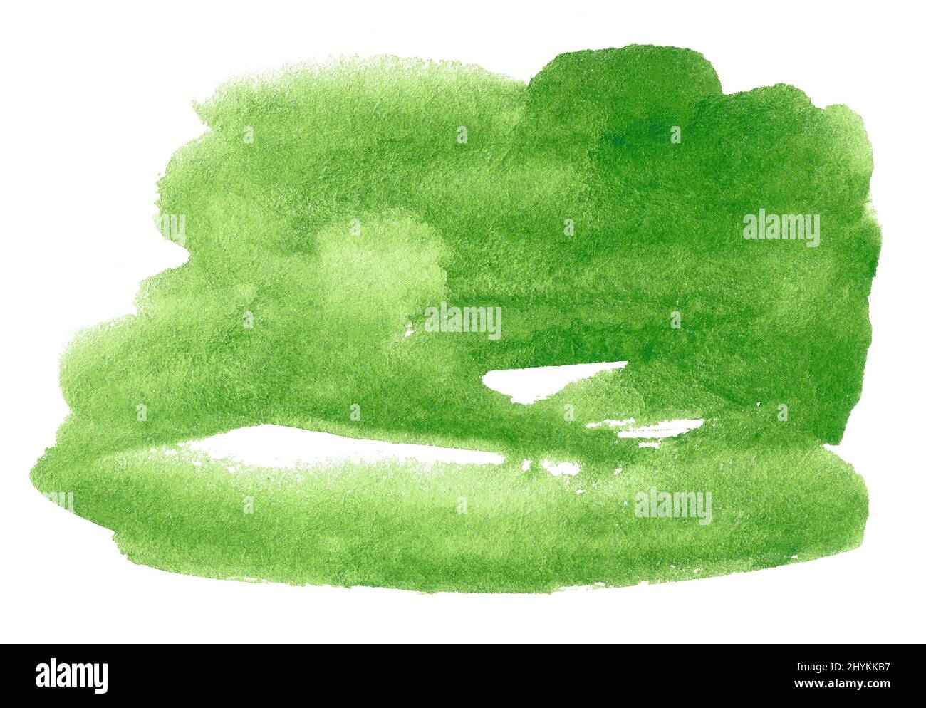Abstract green watercolor shape. Watercolor hand drawn stain isolated ...