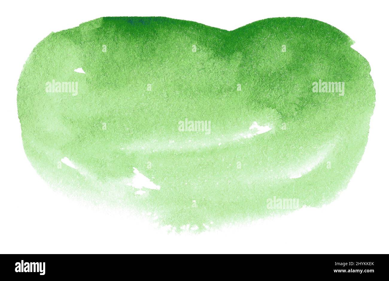 Abstract green watercolor shape. Watercolor hand drawn stain isolated ...