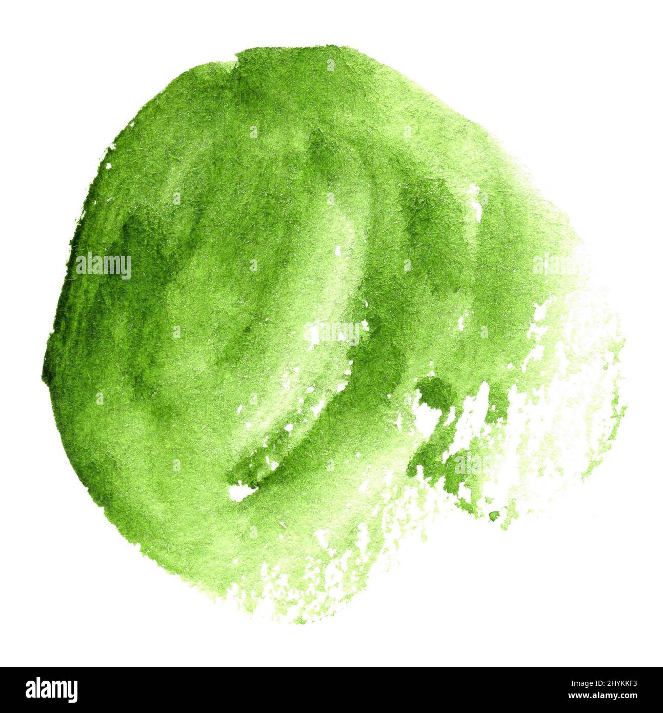 Abstract green watercolor shape. Watercolor hand drawn stain isolated ...