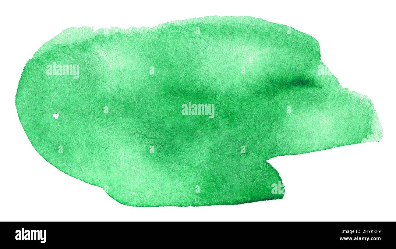 Abstract green watercolor shape. Watercolor hand drawn stain isolated ...