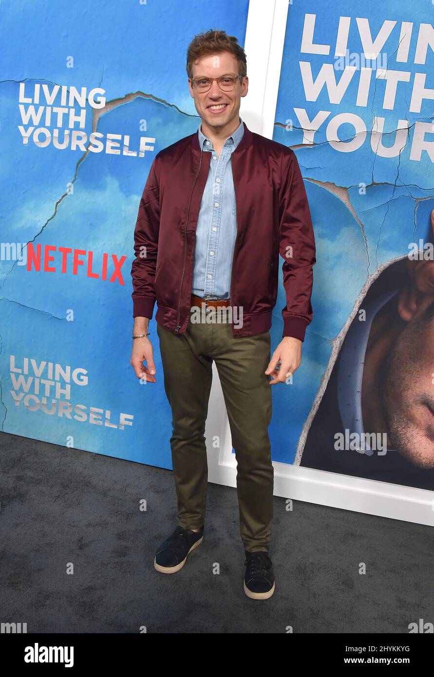 Barrett Foa arriving to the Netflix premiere of '€˜Living With Yourself' at ArcLight Cinema Stock Photo