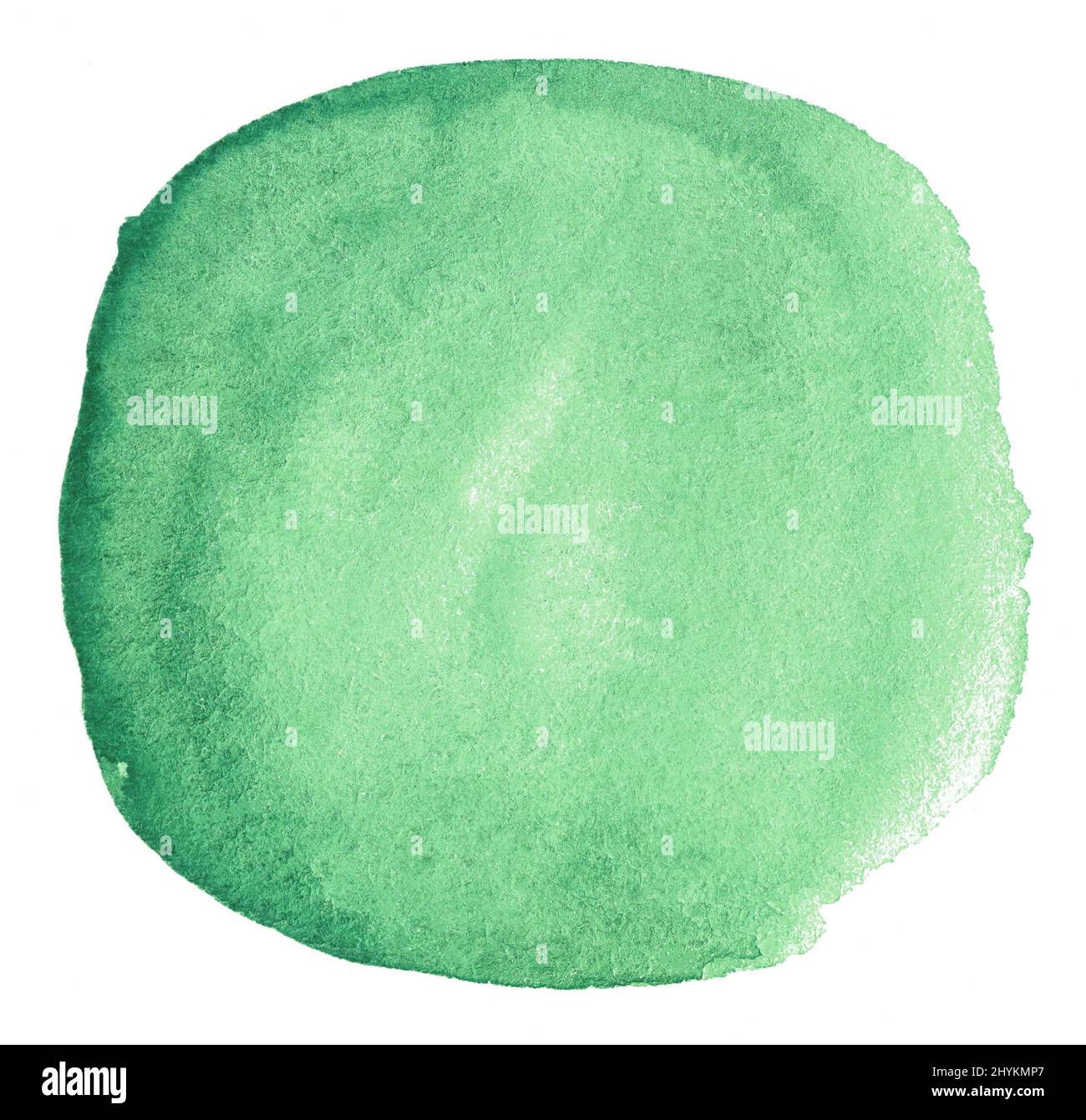 Abstract mint green watercolor shape. Watercolor hand drawn stain isolated on white Stock Photo