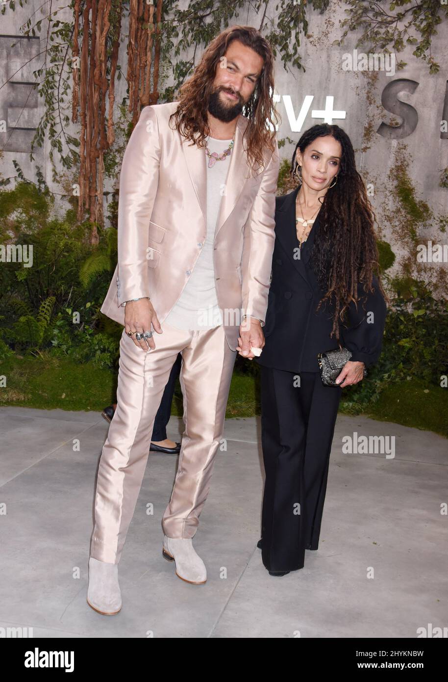 Jason Mamoa and Lisa Bonet at Apple TV+'s 'See' World Premiere held at the Regency Village Theatre on October 21, 2019 in Westwood, CA. Stock Photo