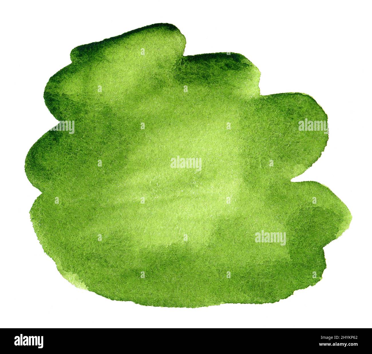 Abstract green watercolor shape. Watercolor hand drawn stain isolated ...