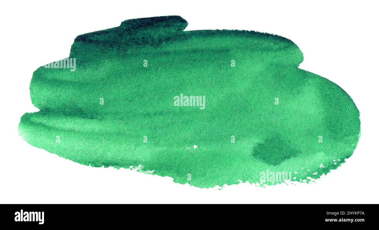 Abstract mint green watercolor shape. Watercolor hand drawn stain isolated on white Stock Photo